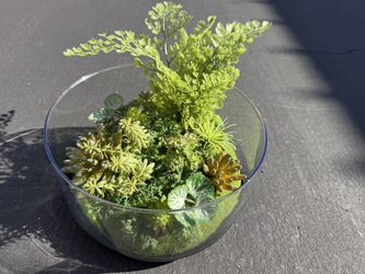 GLASS POTTED FAUX PLANT