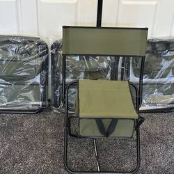 New Set of 4 Folding Camping Chairs Tri Fold Portable Storage Pocket
