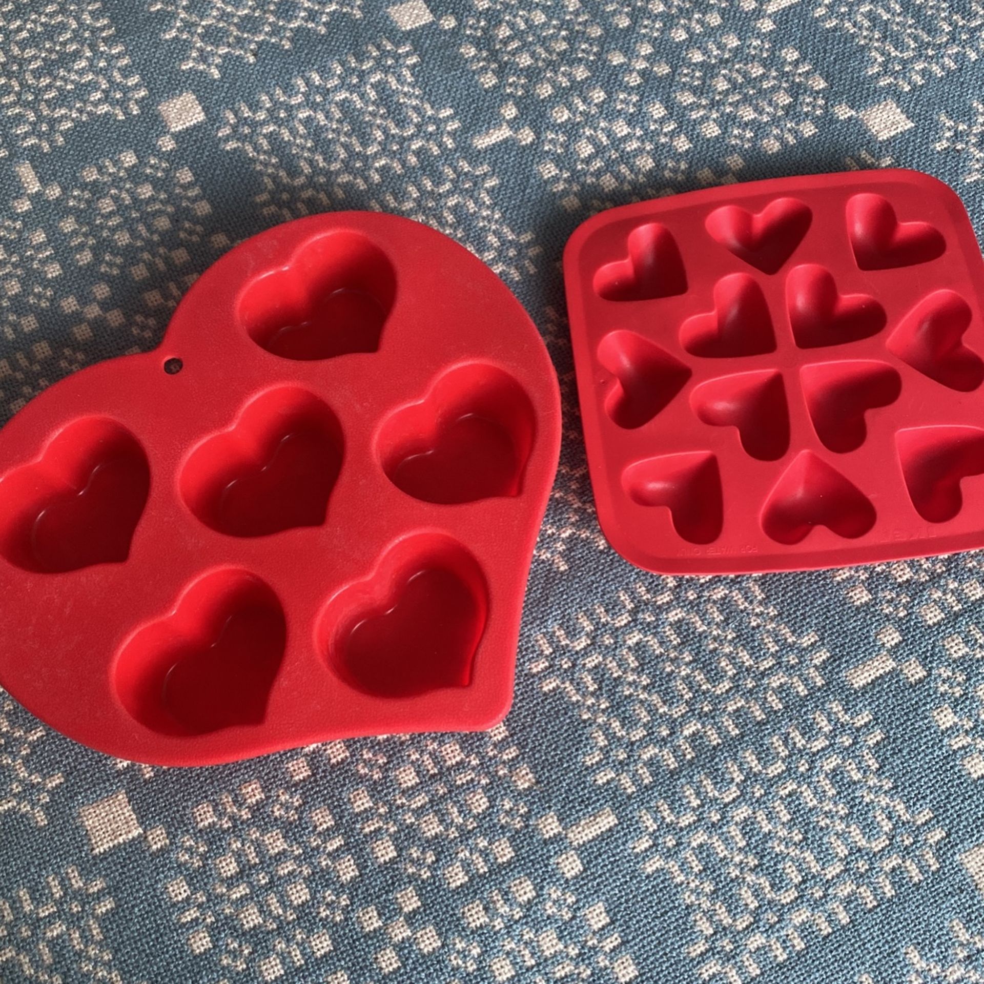 2 Red Silicone Heart Molds