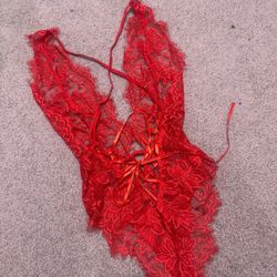 New Small Red Lace Bodysuit Lingerie 