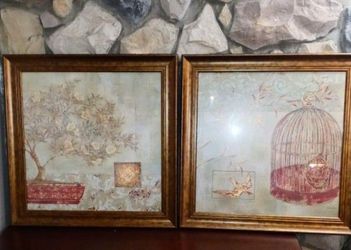 Pair Of Asian Inspired Prints In Beautiful Frames 
