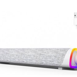R30 Plus Bluetooth Computer Speakers for PC Desktop, 6 Modes LED Lights with All-in-one Control Button, Wired USB Powered Sound Bar, Surround Sound Po