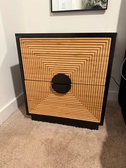 2-Drawer Black Wood Nightstand