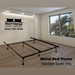 Metal Bed Frame Adjustable To Queen/King/Cal King Size Holds Up To 2000 lb. Distributed Weight 70” L. Delivery Available