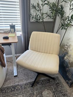Cream Fabric Swivel Accent Chair