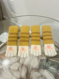 4Pcs/Set Creativity Cat Paw Table Foot socks Chair Leg Covers Floor Protectors Knitted Socks Mute Wear-Resistant Non-slip Mat