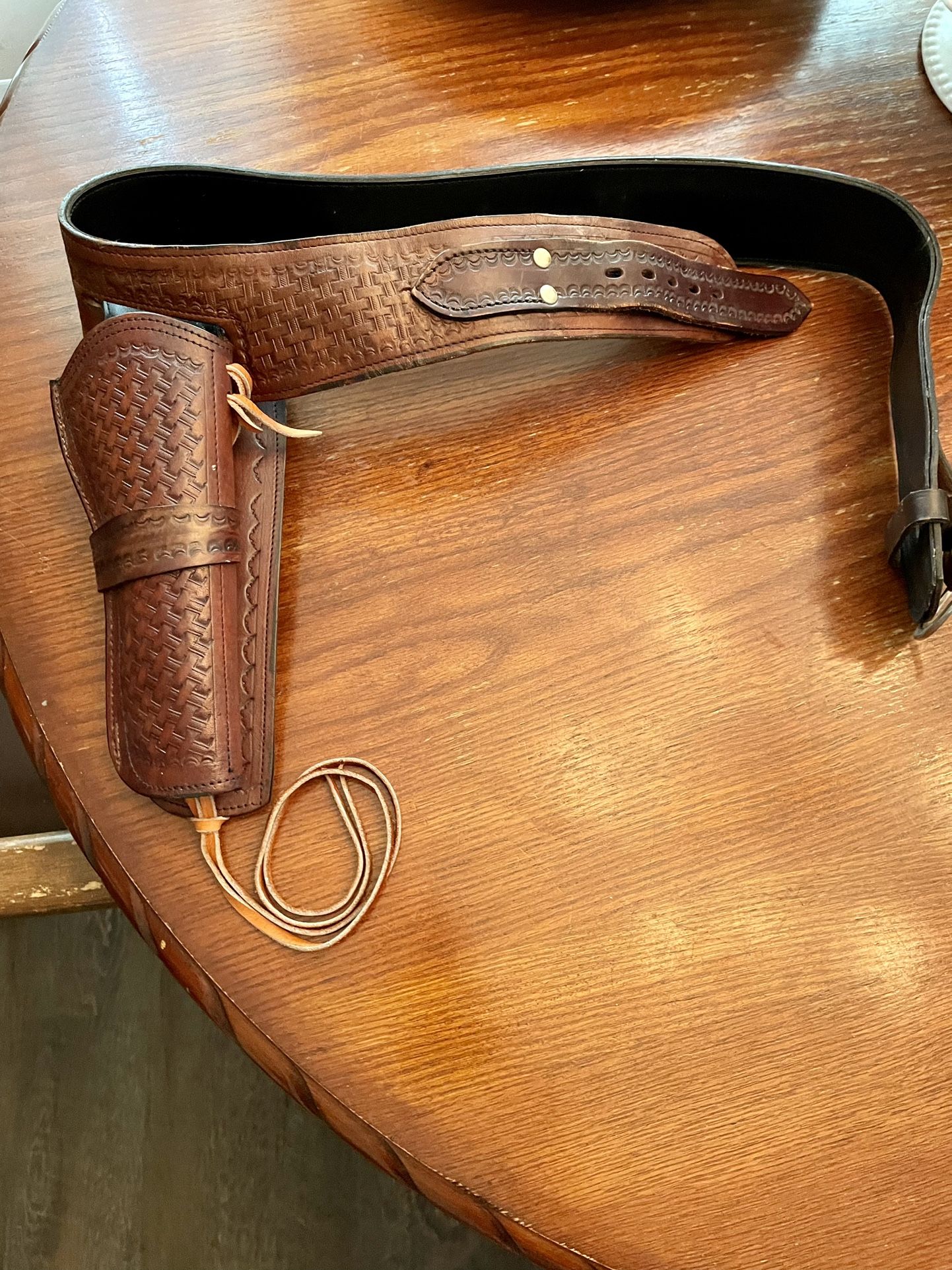 Leather Ammo Belt w Holster