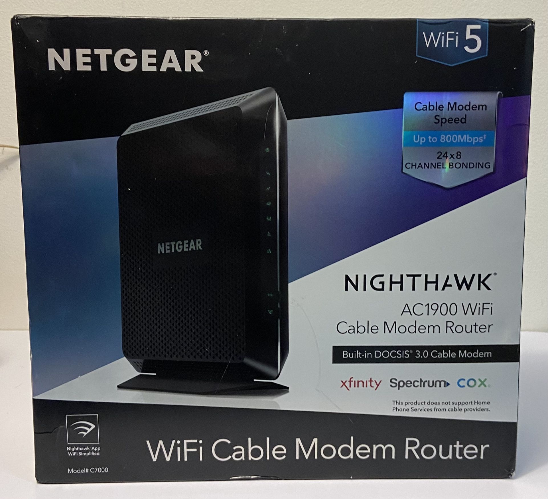 NETGEAR Nighthawk AC1900 C7000-100NAS Wifi Cable Modem Router DOCSIS 3.0 (New Open Box)/(#943)