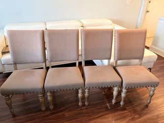 Dining table and Set of 4 Upholstered Dining Chairs with Nailhead Trim