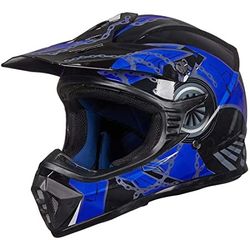 New Blue Motocross Dot Approved Off Road Diet Bike Helmet $90