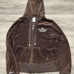 Disney Parks Women's Full Zip Hoodie Size Large Brown Velour