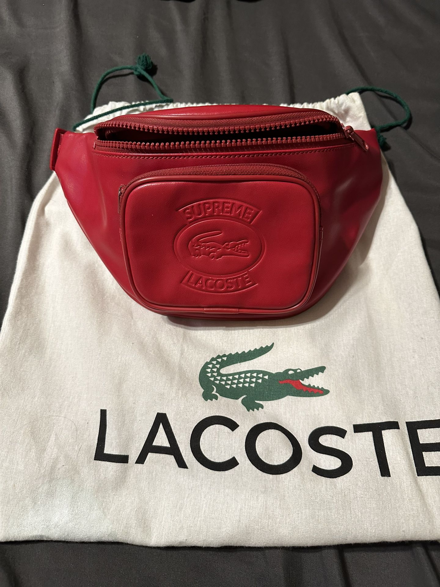 Supreme X Lacoste Red Leather Fanny Pack