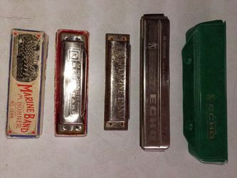 Vintage Hohner Harmonica Lot - Gold Centennial 1896, Echo 2309 & Original Box