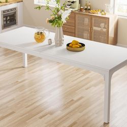  White Dining Table for 6-8 Person, 78-Inch Large Long Rectangle Kitchen Dinner Table for Dining Room, 78.7 x 27.5 x 29.5 Inches(Only Table)