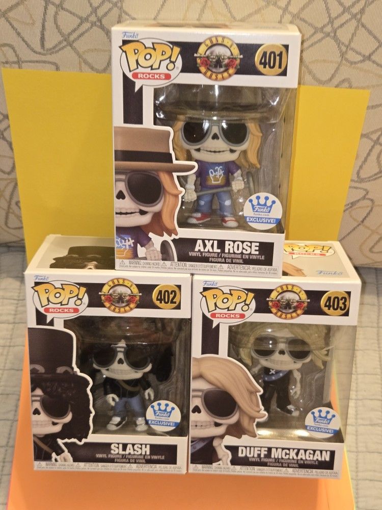 Guns N Roses Slash Axl Rose Duff Skeleton EXCLUSIVE Funko Pop Combo Set