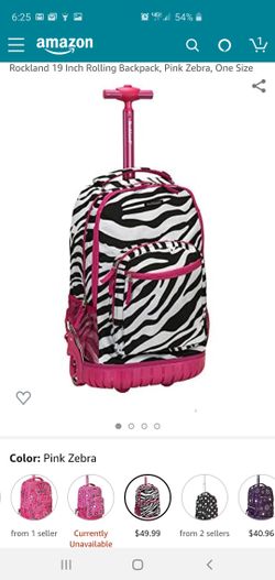 Rockland 19 Inch Rolling Backpack, Pink Zebra, One Size