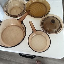 Amber Vintage Corning Visions Glassware Set 