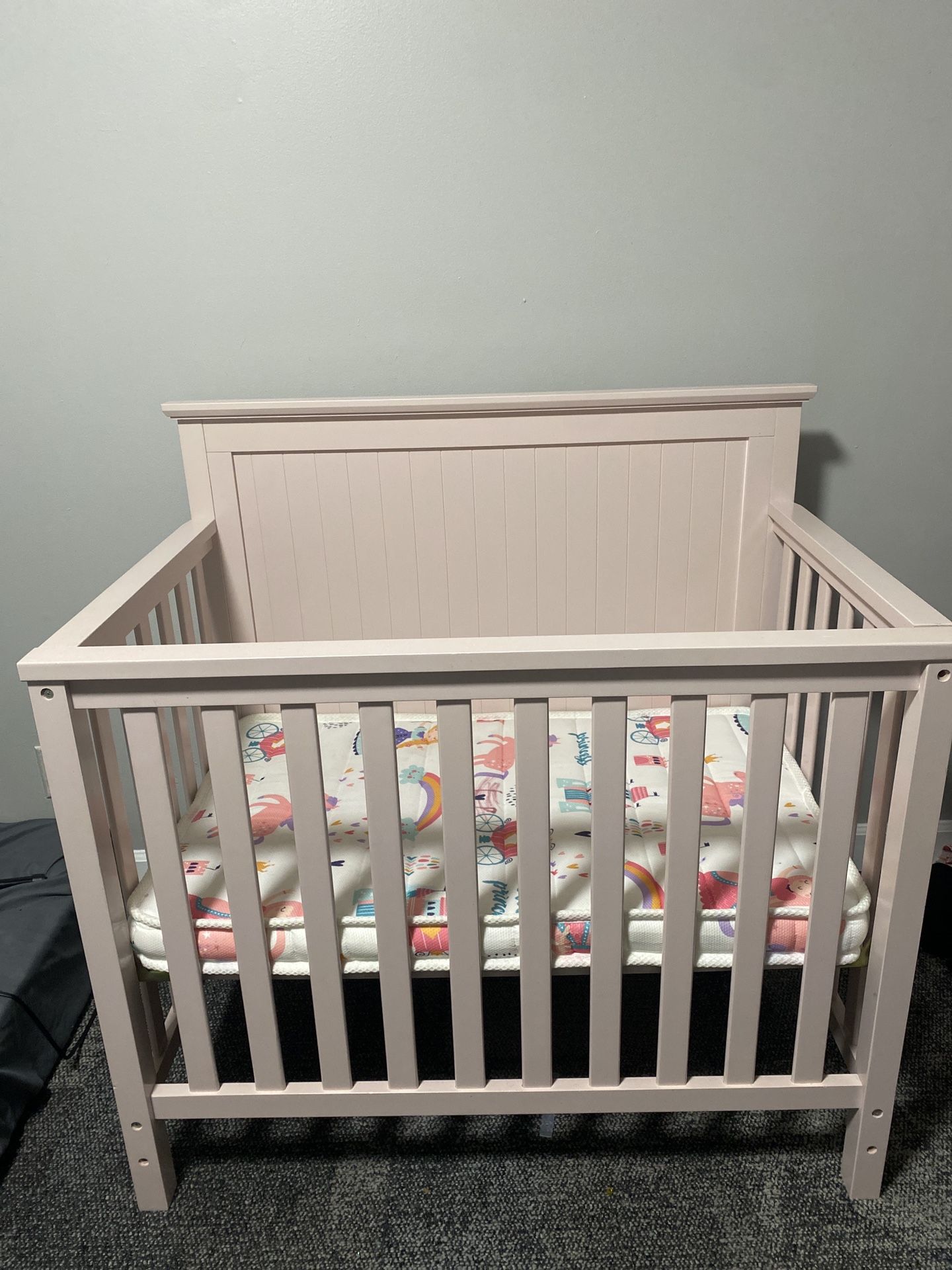 Mini Pink Crib With Mattress