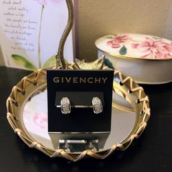 Givenchy  Silver-Tone Small Pavé Huggie Hoop Earrings, 0.54"