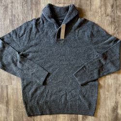 New Mens Medium J.Crew Rugged Merino Shawl Collar Donegal Sweater