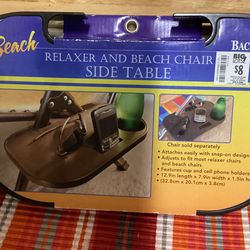 Beach Relaxer And Beach Chair Side table Never Opened