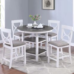Brand New White 5pc Counter Height Dining Table Set 