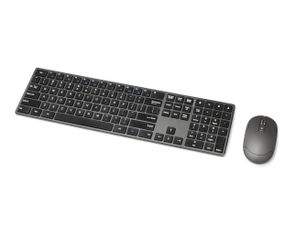 Amazon Basics Ultra Premium Wireless Keyboard and Mouse Combo, Rechargeable, Full-Size with Number Pad, Sleek Design, Plug and Play, Quiet Typing, 2.4