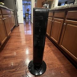 Black Lasko tower fan.