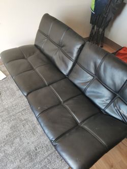 Black leather futon