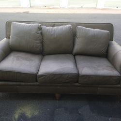 LIGHT OLIVE GREEN LEATHER COUCH