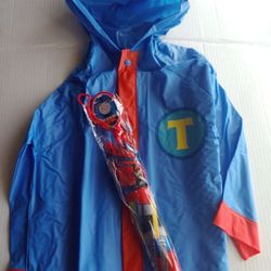 Thomas & Friends NEW Raincoat and Umbrella Set, Size Medium Kids Ages 4-5