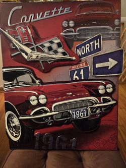 Chevy Corvette Wall Decor Metal Car Sign 19 x 24