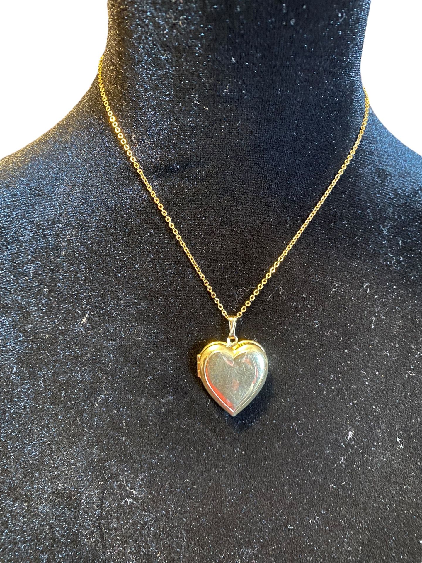 Golden Necklace with Heart Shaped Locket approximately 16”