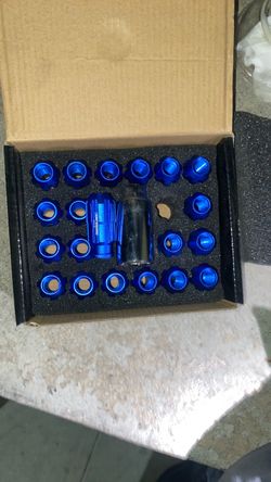 DNA MOTORING LN-ZTL-9025-125-BL 20Pcs M12 x 1.25 Open End Style Wheel Lug Nuts w/Deep Drive Extension Adapter, 24mm OD/50mm H, Blue