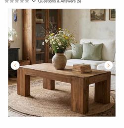 Kerlin 55 in. Large Rectangle Brown Solid Wood Coffee Table for Living Room