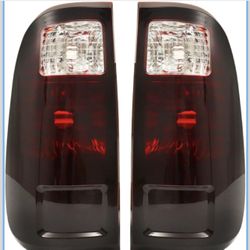 Tail Lights Compatible with 2008-2016 F250 F350 F450 Super Duty; Pair Rear Brake Lamps; No Bulbs (Passenger Right and Driver Left Side) (Smoke Red)