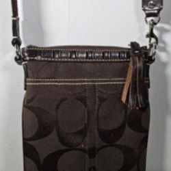 Coach Brown Signature Canvas Crossbody Swing Pack Bag EO6W-10266