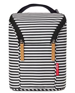 Skip Hop Insulated Breastmilk Cooler And Double Baby Bottle Bag, Black & White Stripe