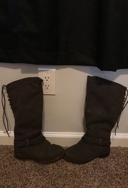 Brown suede riding boots