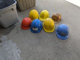 Lot of seven vintage hard hat collection
