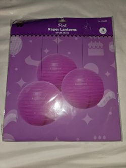 Pink Paper Lanterns 12-Inch 3-Pack