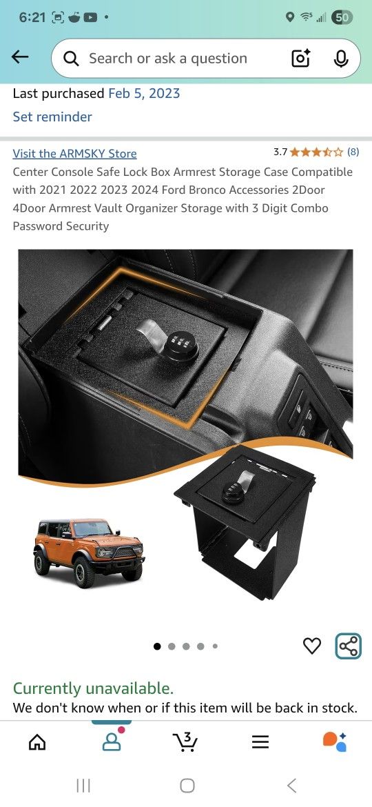 Bronco Center Console Safe