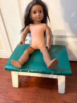American Girl 18” Doll Brown Eyes Dark Hair Heart Earrings Nude No Clothes