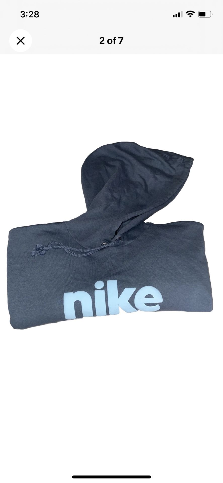 Vintage/Nike Cropped Hoodie Sweatshirt Womens Medium. Gray Blue Hooded PuffLogo