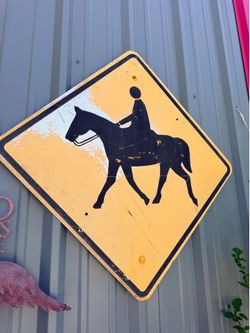 Vintage Horse Crossing Road Sign – Western Ranch Decor – Metal