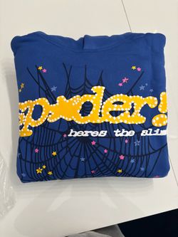 Blue Printed Fabric with Ocean Theme sp5der hoodie