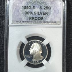 #102 1992-S Silver Proof Washington Quarter – 90% Silver – Deep Cameo Finish 