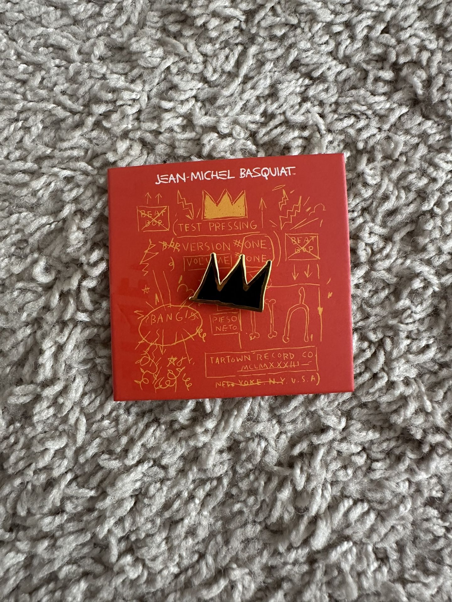 Jean Michel Basquiat black gold CROWN Enamel Pin