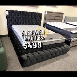 Queen Size Bed Frame With Pillow Top Mattress Included 