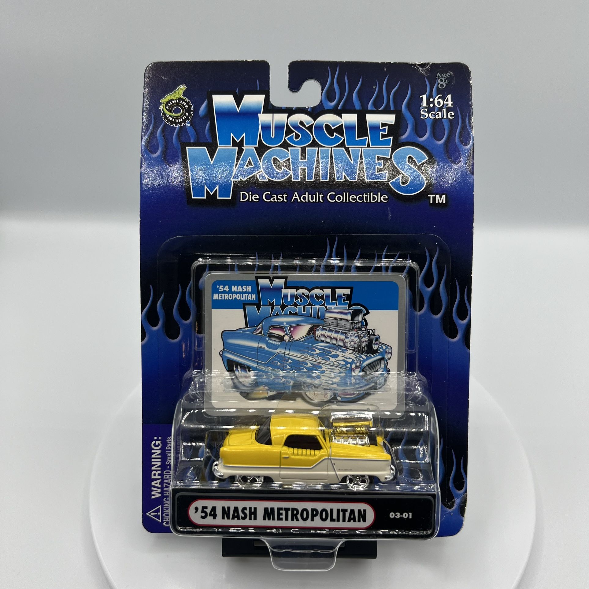 Muscle Machines '54 Nash Metropolitan 1:64 Scale Diecast Car Yellow White 03-01